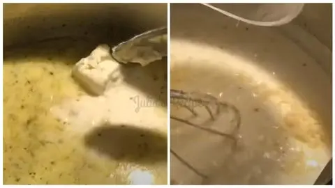Add Cream Cheese & Melt the Parmesan