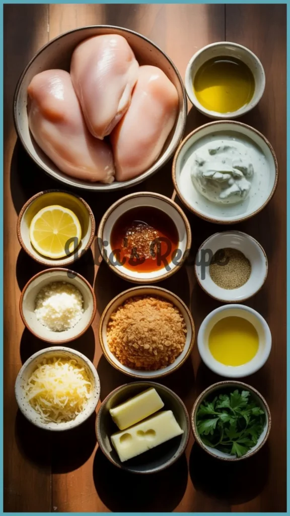 Ingredients Required for BJ’s Brewhouse Parmesan Crusted Chicken Recipe