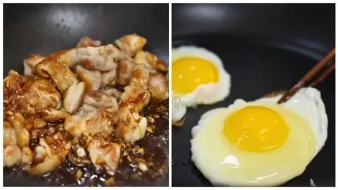 Cook two fried eggs