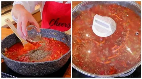 Hearty Pasta Fagioli Simmering in the Slow Cooker