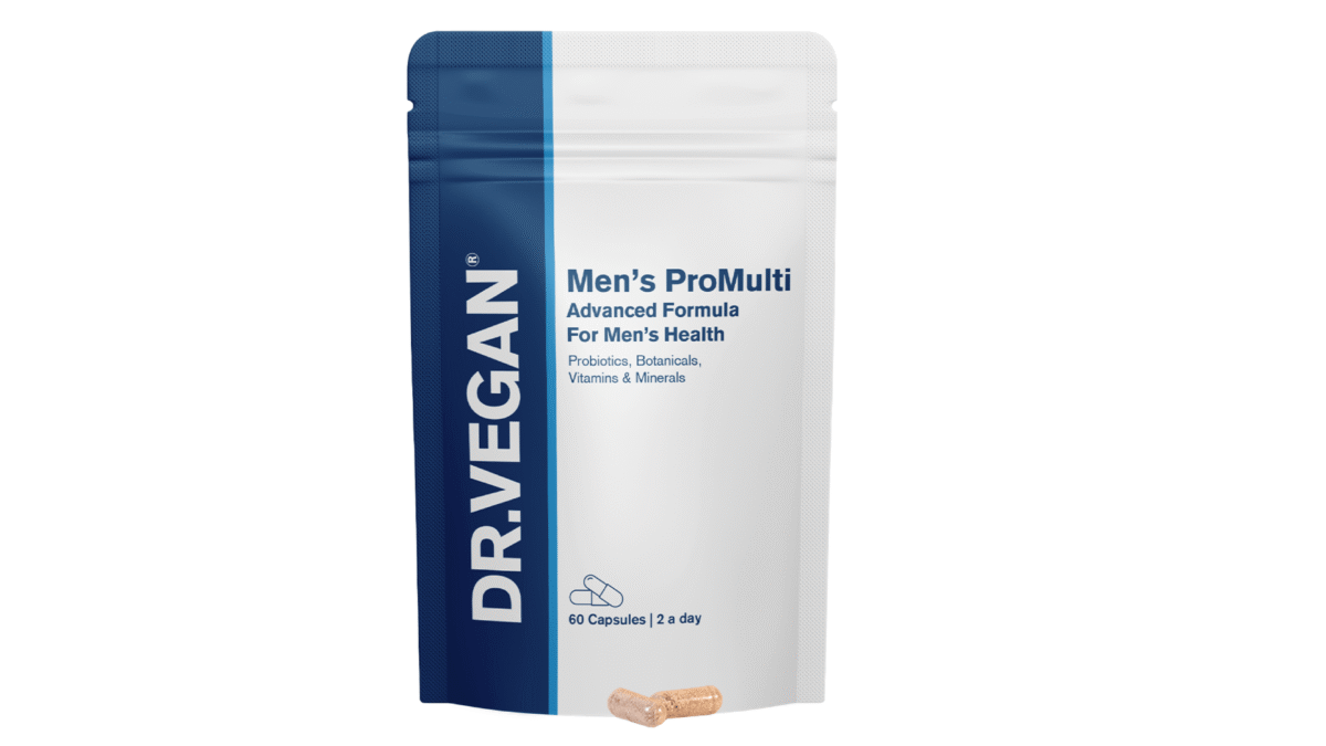 DR.VEGAN® Men’s ProMulti formula bottle and capsules