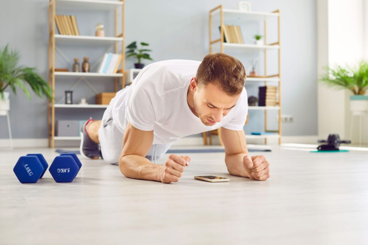 Man performing a plank exercise for core stability