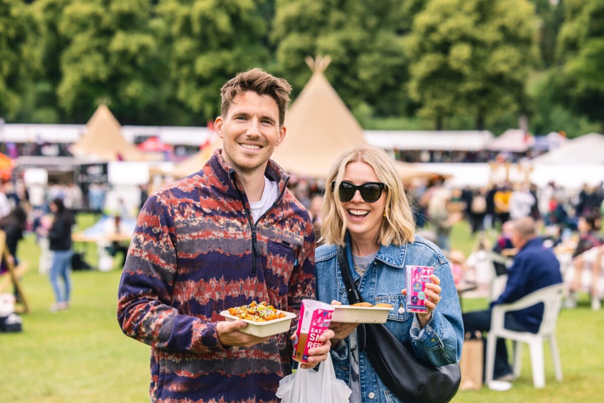 A sunny day at the bustling Shrewsbury Food Festival in Quarry Park