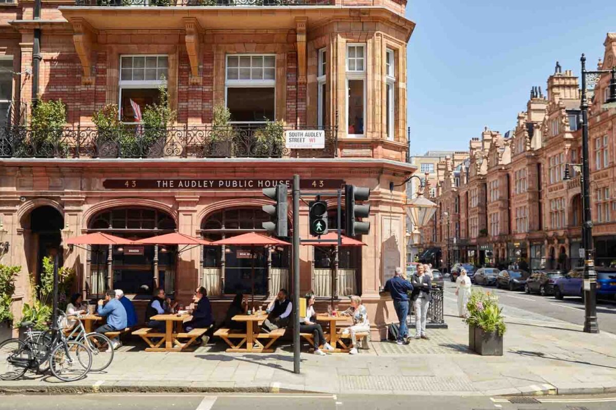 The exterior of The Audley pub in London
