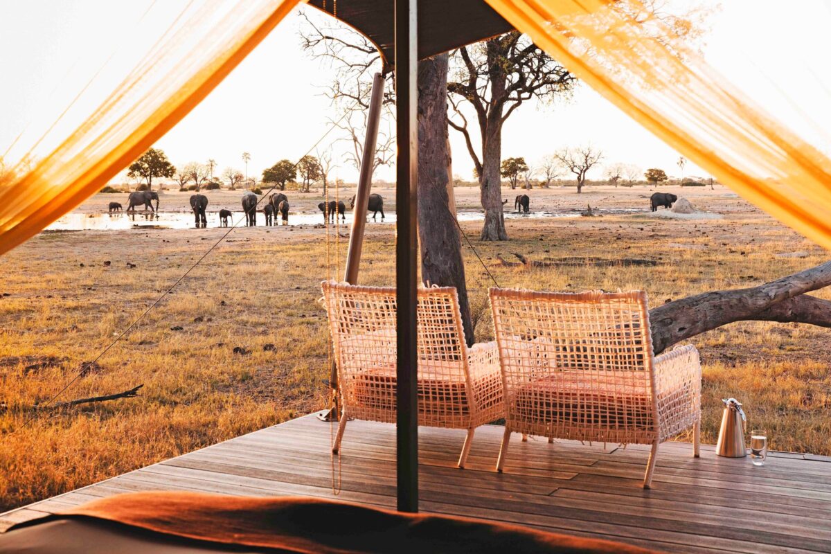 A comfortable and stylish safari tent interior