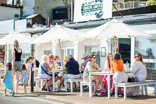 Seaside dining with fresh lobster