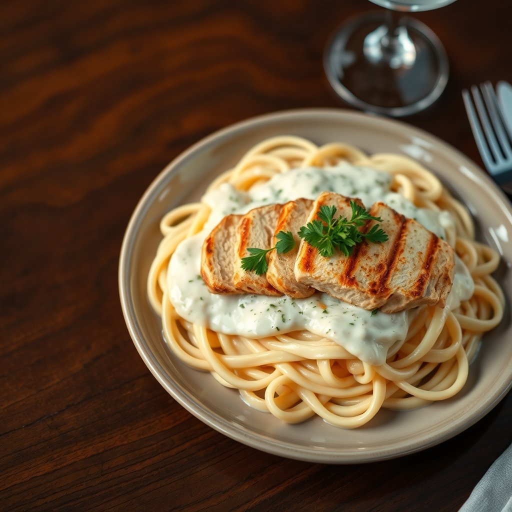 Olive Garden Chicken Alfredo copycat recipe plated