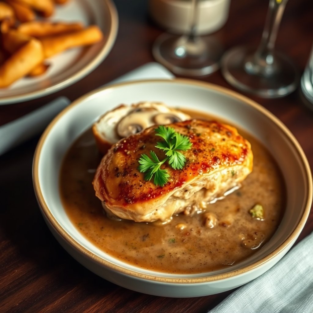 Olive Garden Stuffed Chicken Marsala copycat recipe plated